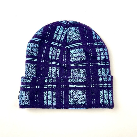 Plaid Beanie - Purple and Blue - Picture 3 of 3